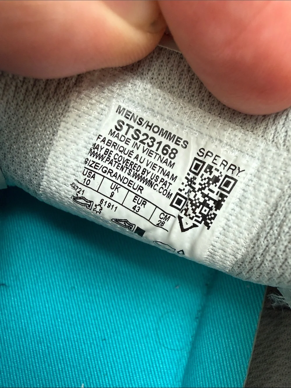 Sperry Light Gray Perforated Lace-Up Boat Shoes with Teal Insoles